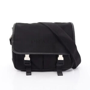Prada TESSUTO Saffiano Shoulder Bag Saffiano Leather Black